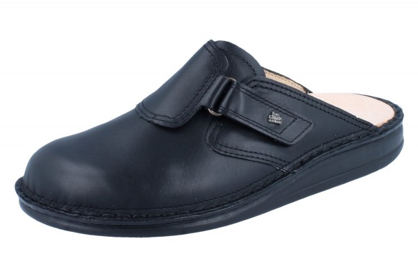 Finn Comfort Damen und Herren Clog mit Klettverschluss schwarz Glattleder