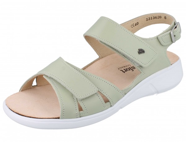 Damensandale in Mint mit Klettverschluss in Glattleder