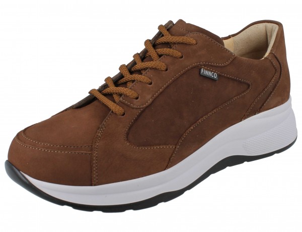 Finn Comfort trendige Herren Schnürhalbschuhe mit hellem Sohlenrand aus Nubukleder in Braun 