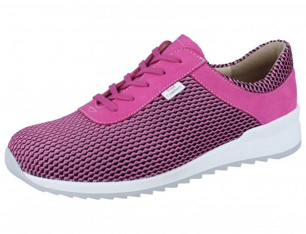 FinnComfort Cerritos Damen Schnürhalbschuhe pink weiss Mesh und Nubukleder