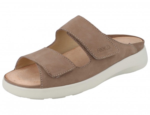 FINN COMFORT Flores-Soft Damen Pantoletten Hausschuhe beige Nubukleder