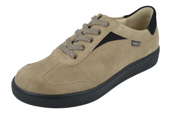 Finn Comfort Interlagos Damen Halbschuhe beige schwarz Nubukleder Wechselfußbett