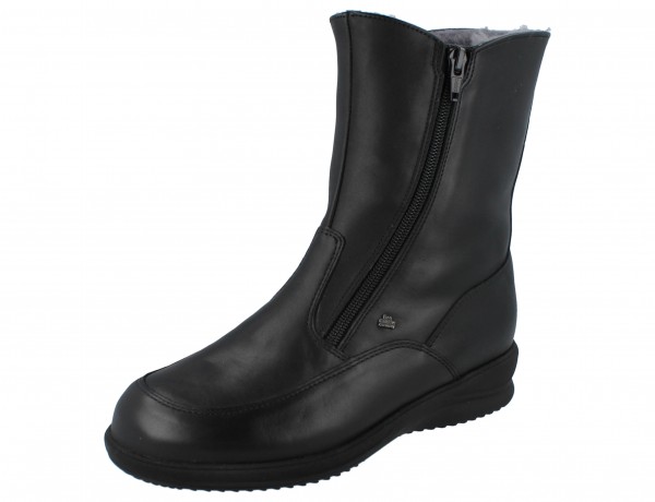 Finn Comfort Minsk Damen Winterstiefel mit Reißverschluss schwarz Glattleder Lammfellfutter