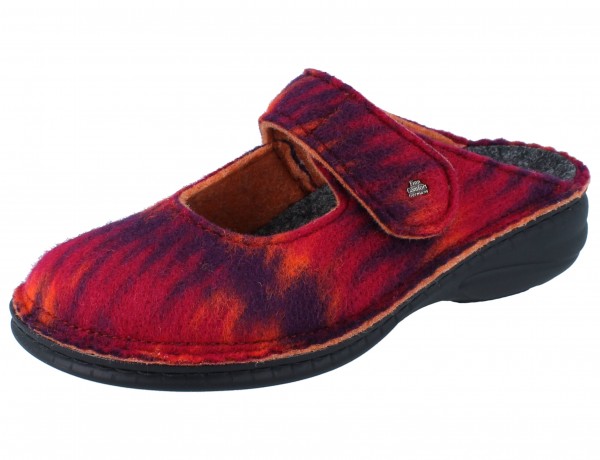 Finn Comfort Glarus Damen Filzclogs rot geflammt Filz