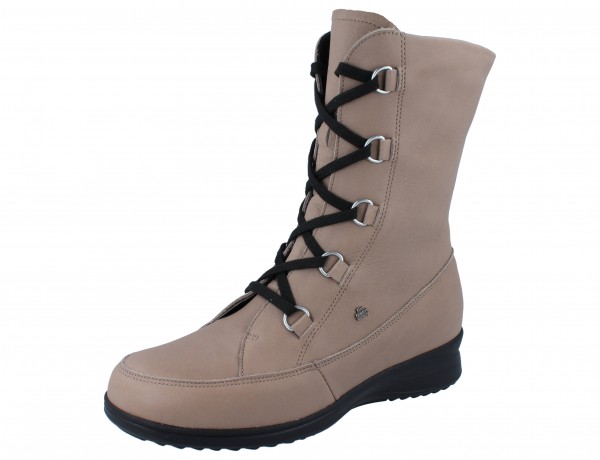 Finn Comfort Sterzing warmer Damenschnürstiefel mit Reißverschluss beige Glattleder