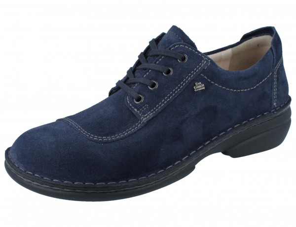 Finn Comfort Damen Schnürschuhe blau Velourleder