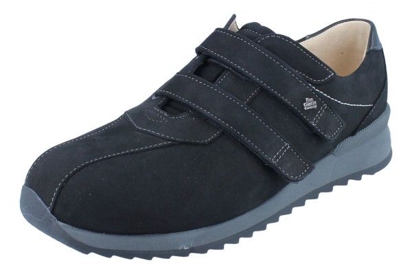 Finn Comfort Damen Kletthalbschuhe für empfindliche Füße schwarz Nubukleder