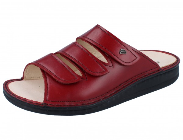 Finn Comfort Korfu Damen Pantolette mit Klettverschluss rot Glattleder