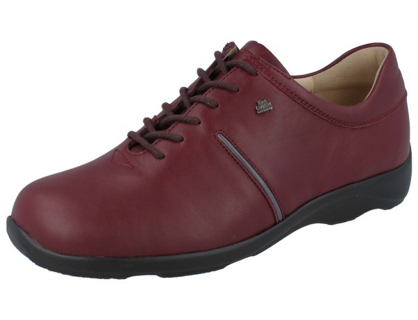Weinroter Damen Schnürhalbschuh aus Vollleder - Glattleder rot