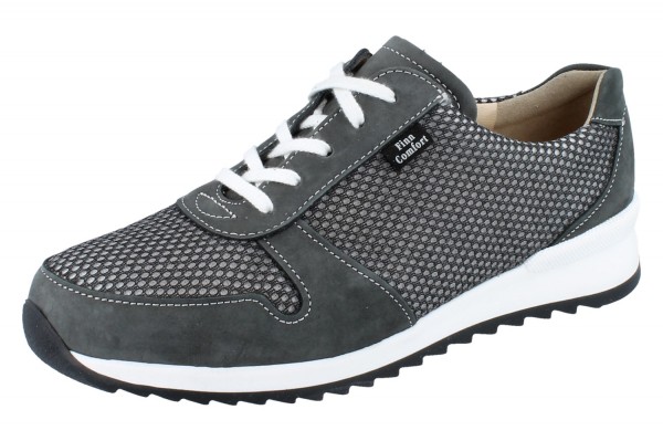 FinnComfort Damen Schnürschuhe Sneaker grau Nubukleder Mesh