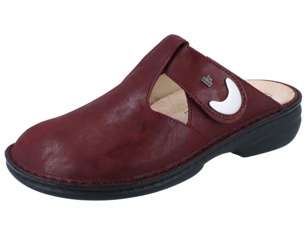 Finn Comfort Belem Damen Clog Klettverschlussriemen bordo Nubukleder