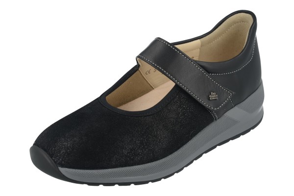FINN COMFORT Stretch Sakae Damen Ballerina schwarz Glattleder