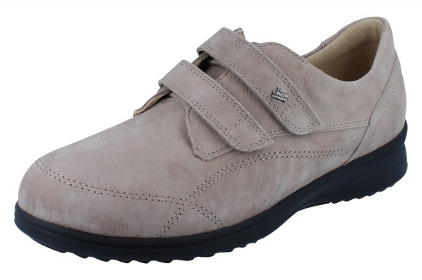 Finn Comfort Damenhalbschuhe Klettverschluss empfindliche Füße beige grau Nubukleder