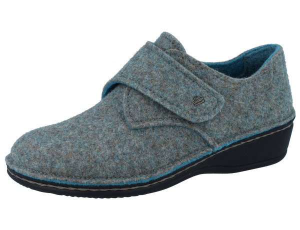 Warmer geschlossener Finn Comfort Filzhausschuh für Damen in blau