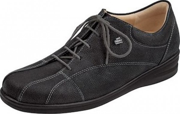Finn Comfort Ariano sehr schmaler Damen Schnürhalbschuh schwarz Glattleder