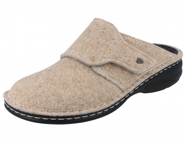 Finn comfort Damen Clog Klettverschluss beige Filz schwarze Sohle