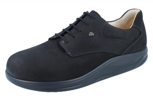 FinnComfort Pretoria Damen und Herren Schnürhalbschuhe mit Abrollsohle schwarz Nubukleder