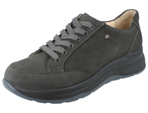 Dunkelgrauer Herren Schnürhalbschuh mit dunkler Laufsohle und Wechselfußbett