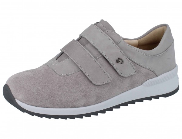 FinnComfort weiche Damen Stretch Kletthalbschuhe grau Nubukleder