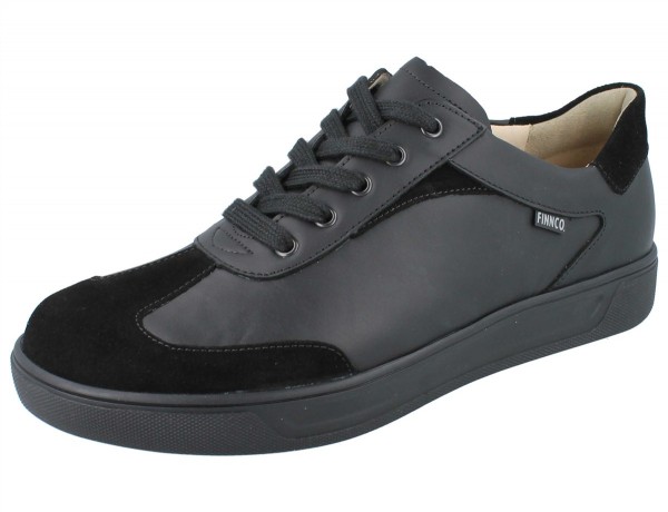 Tiefschwarze Unisex Sneaker mit Wechselfußbett und Schnürung