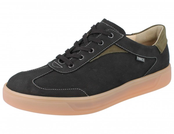 FINN COMFORT FINNCO Interlagos Herren Halbschuhe Sneaker schwarz olive grün Nubukleder