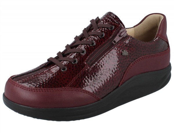 Bordorote Damen Abrollschuhe aus Lackleder mit seitlichem Reißverschluss