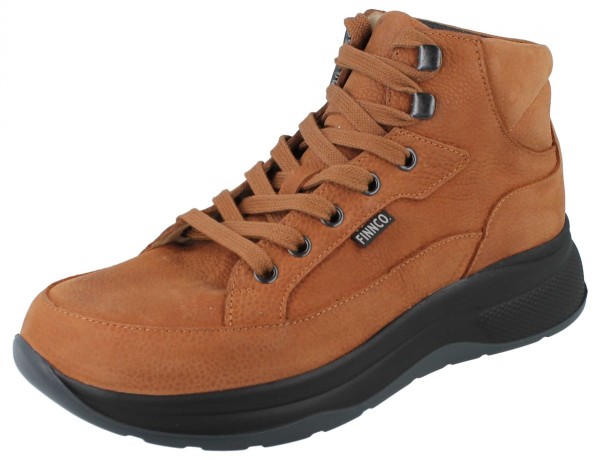 cocgnac brauner Damen Schnürstiefel schwarze Sohle Wechselfußbett