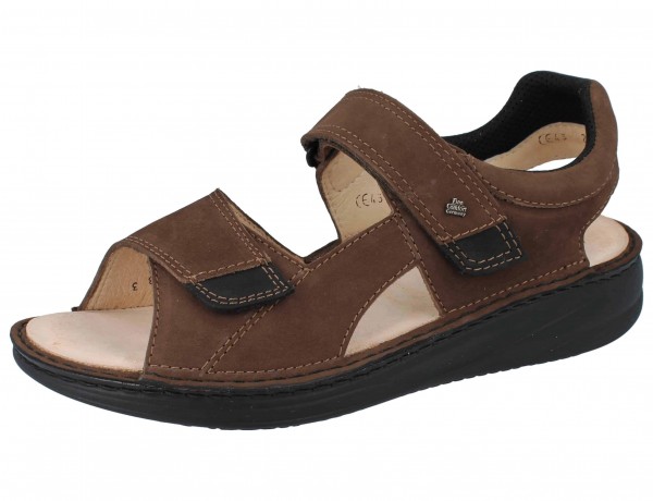 Finn Comfort weite Herren Klettsandalen mit extra weichem Fußbett braun Nubukleder