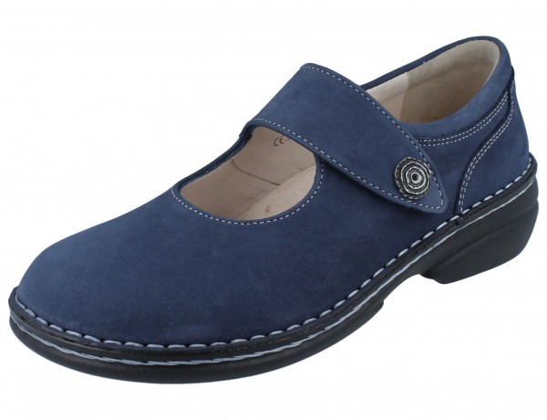 FINN COMFORT Laval Damen Halbschuhe Slipper Ballerina blau atoll/Nubuk