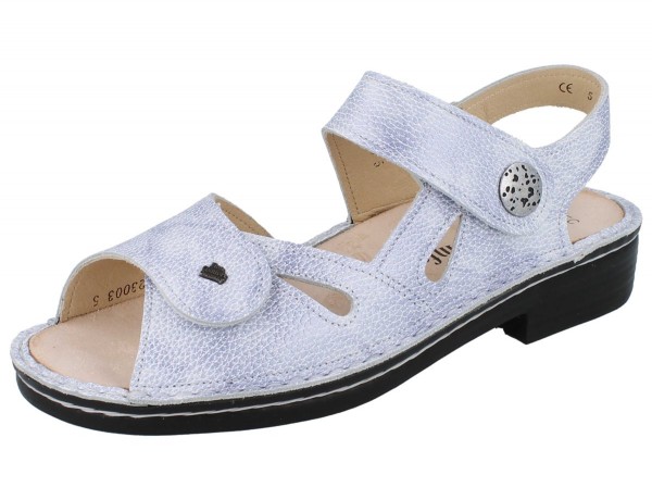 Normal Breite Damen Sandalette aus hellblauem leicht genarbtem Glattleder mit Wechselfußbett
