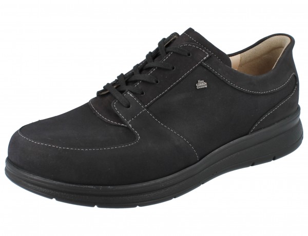 Finn Comfort FinnPlus Royan extra weiter Damen Schnürhalbschuh schwarz Nubukleder