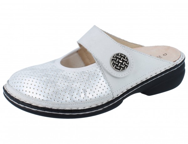 FINN COMFORT FINNSTRETCH Asinara Damen Clog weiss bianco Nubuk/Stratchpaloma