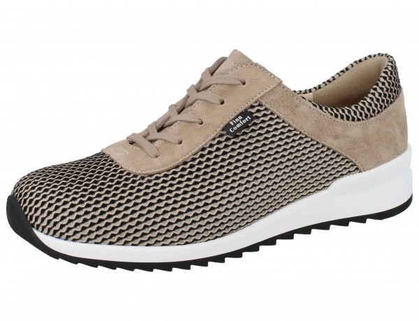 FINN COMFORT Cerritos Damen Schnürschuhe beige Mesh Nubukleder