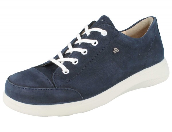 Dunkelblauer Damen Schnürhalbschuh extra leicht mit weißen Schnürbändern