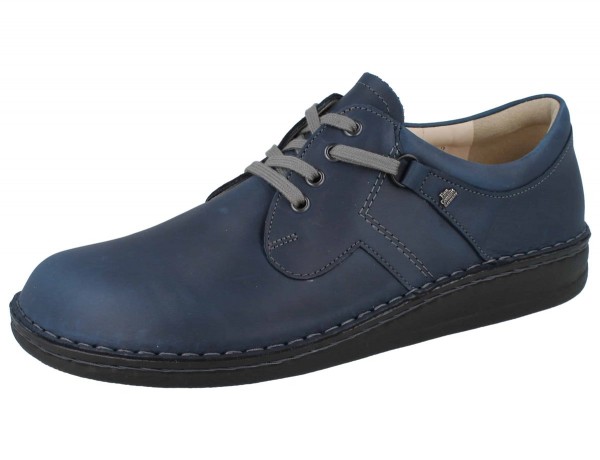 Finn Comfort Herren Schnürhalbschuhe aus blauem Pull-UP Leder 