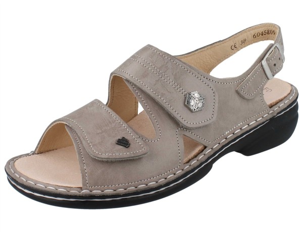 Finn Comfort Damen Sandale in Glattleder mit 2 Klettriemen in beige