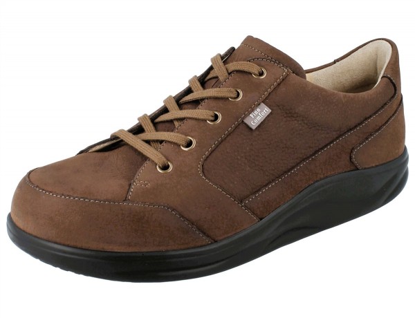 Nussbrauner Herren Schnürhalbschuh mit Abrollsohle und seitlichem Reißverschluss