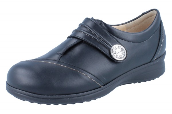 Finn Comfort Damen Halbschuhe mit Klettverschluss schwarz Glattleder