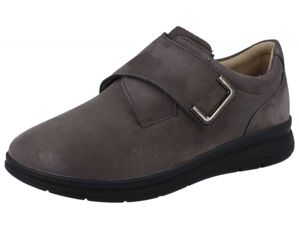 Finn Comfort extra breite und weiche Damen Halbschuhe mit Klettverschluss grau