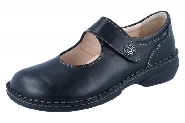 FinnComfort Damen Ballerina schwarz Glattleder