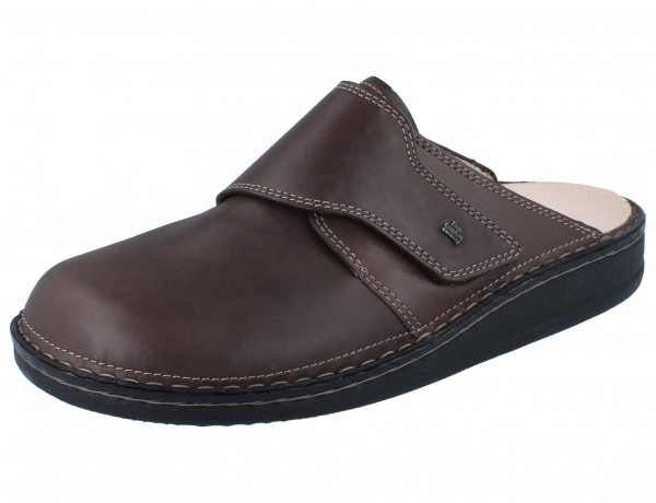 Finn Comfort Amalfi Herren Clog mit Klettverschluss braun Glattleder