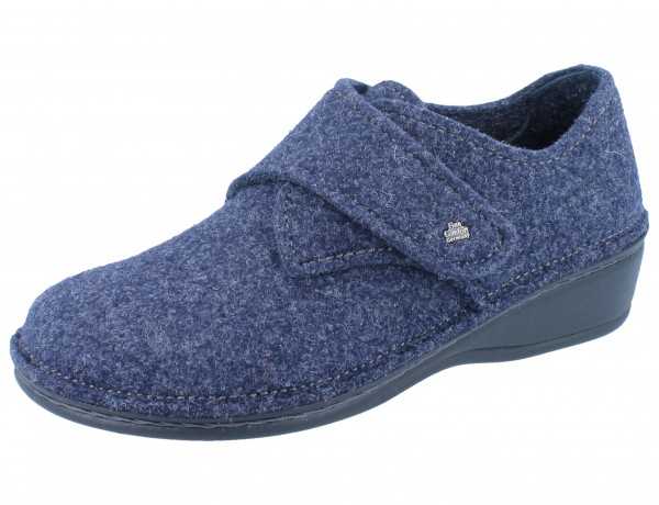 FINN COMFORT Adelboden Damen Hausschuhe blau Wollfilz