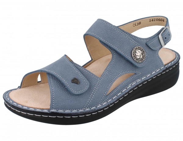 Hellblaue Damen Sandale mit zwei Riemen und extra gedämpfter Laufsohle