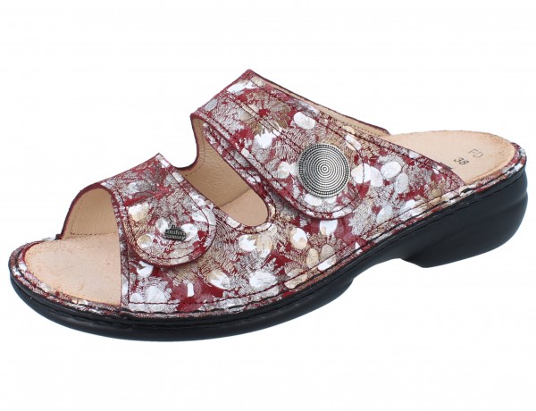 Finn Comfort Damen Klettpantolette Sommerpantolette rot Nubukleder