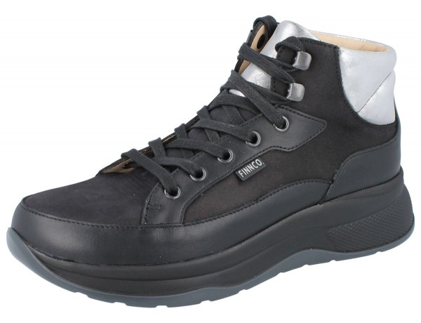 Finn Comfort Damen Schnürboot schwarz silber Nubukleder