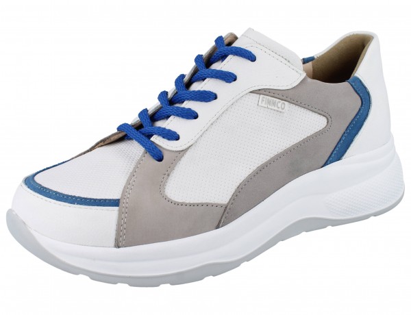 FINN COMFORT FINNCO Piccadilly Damen Schnürhalbschuhe weiss/blau/grau Leder