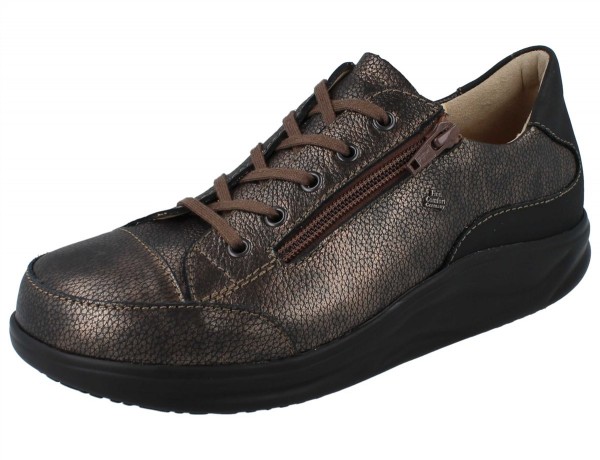 Finnamic Damen Halbschuhe aus genarbtem braun-bronze Farbenem Glattleder