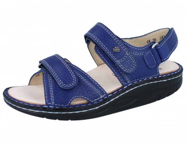 FinnComfort Yuma Finnamic Damensandale mit Abrollsohle blau Glattleder