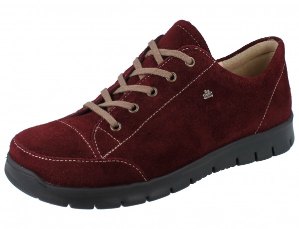 FINN COMFORT Swansea Damen Halbschuhe Schnürhalbschuhe rot bordo/Velour