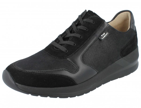 Finn Comfort Finnstretch Damen Schnürhalbschuhe Reißverschluss schwarz Veloursleder